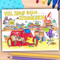 VIEL SPASS BEIM STUDIEREN Postkarte von Nicole Jan