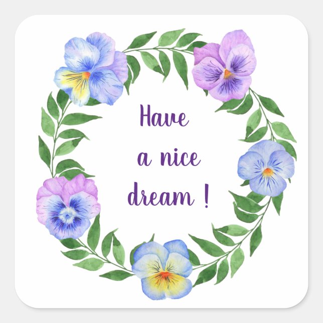 Viel Spaß! Blume Quadratischer Aufkleber (Vorderseite)