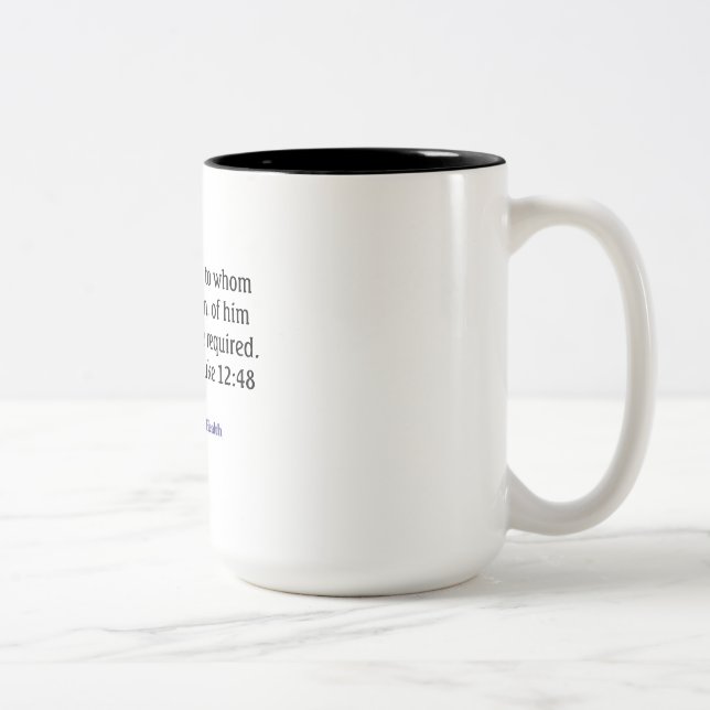 Viel wird - Luke-12:48 angefordert Zweifarbige Tasse (Rechts)