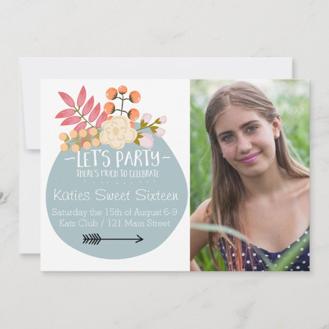 Viel zu feiern Blumenladen Einladung (Vorderseite)