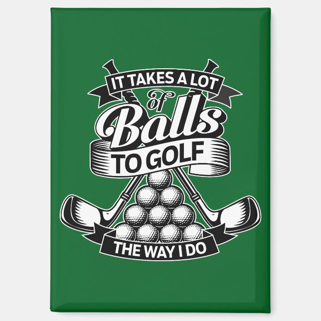 Viele Bälle - lustiger Golf Magnet (Vorderseite)
