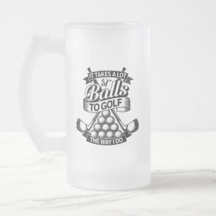 Viele Bälle - lustiger Golf Mattglas Bierglas
