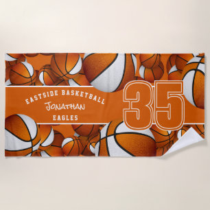 Viele Basketball-Athleten Mannschaftsnamen orange Strandtuch
