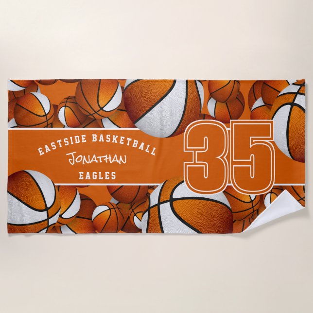 Viele Basketball-Athleten Mannschaftsnamen orange  Strandtuch (Vorderseite)
