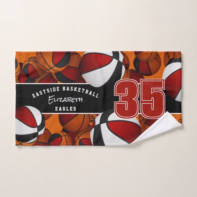 Viele Basketball-Basketball-Sittenname Rot schwarz Handtuch (Handtuch)