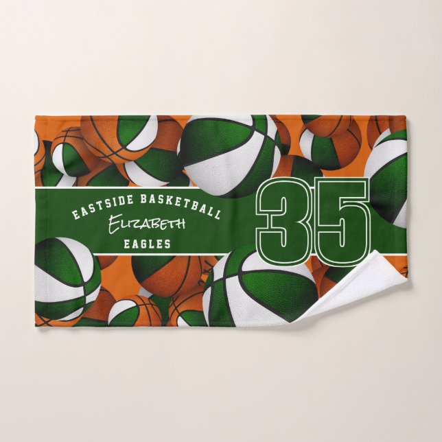 Viele Basketball Mädchen Jungs Grüne Mannschaftsfa Handtuch (Handtuch)