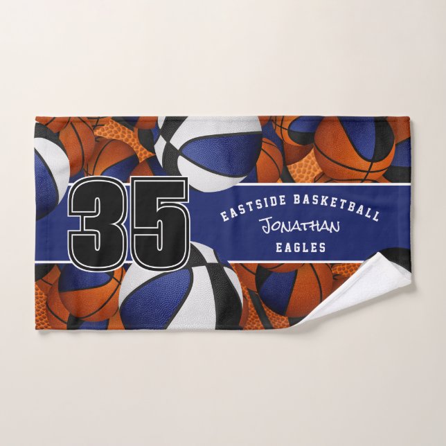 Viele Basketball schwarz blaue Mannschaftsfarben Handtuch (Handtuch)