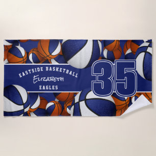Viele Basketball-Team-Namen blau weiß Strandtuch