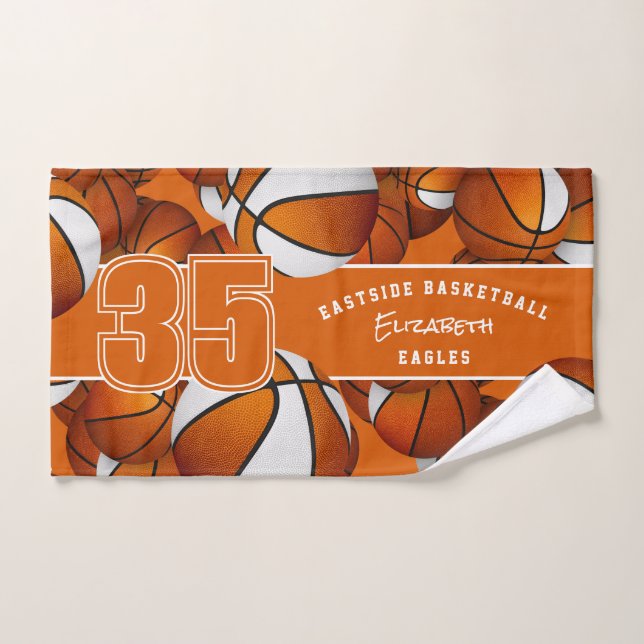 Viele Basketbälle orangefarbene Teamfarben sportli Handtuch (Handtuch)