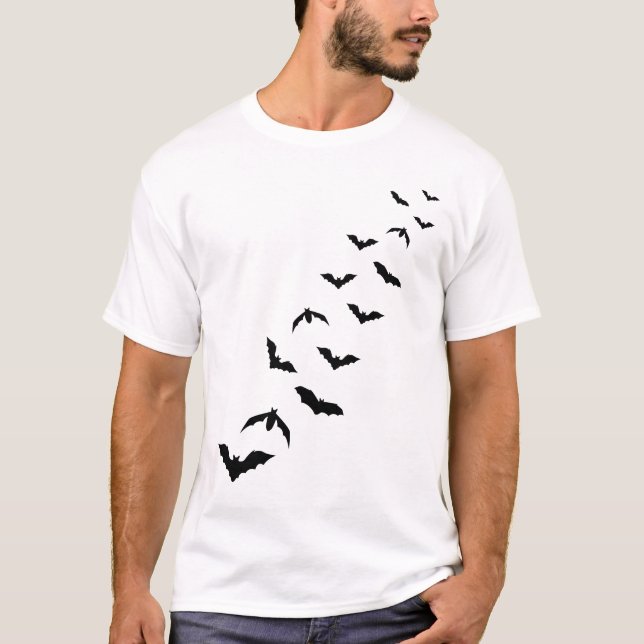 Viele Bat-Silhouetten Minimalistische Design Hallo T-Shirt (Vorderseite)