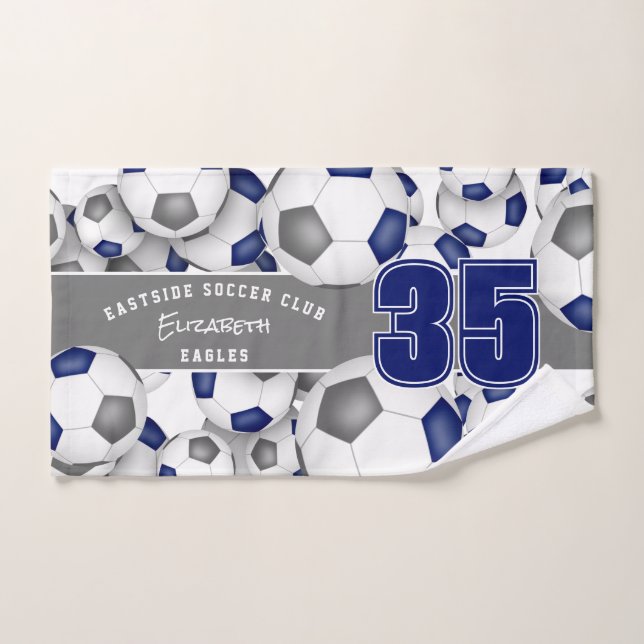 Viele blau-graue Fußballbälle Teamgeist Geschenke Handtuch (Handtuch)