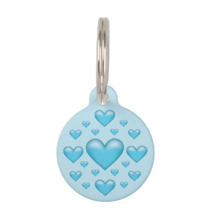 Viele Blue Hearts & Pet's Info Haustiermarke