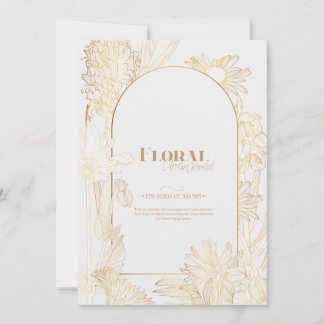 Viele Blume mit goldener Linie. Einladung