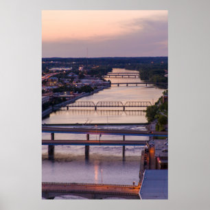 Viele Brücken überspannen den Grand River, Sonnenu Poster
