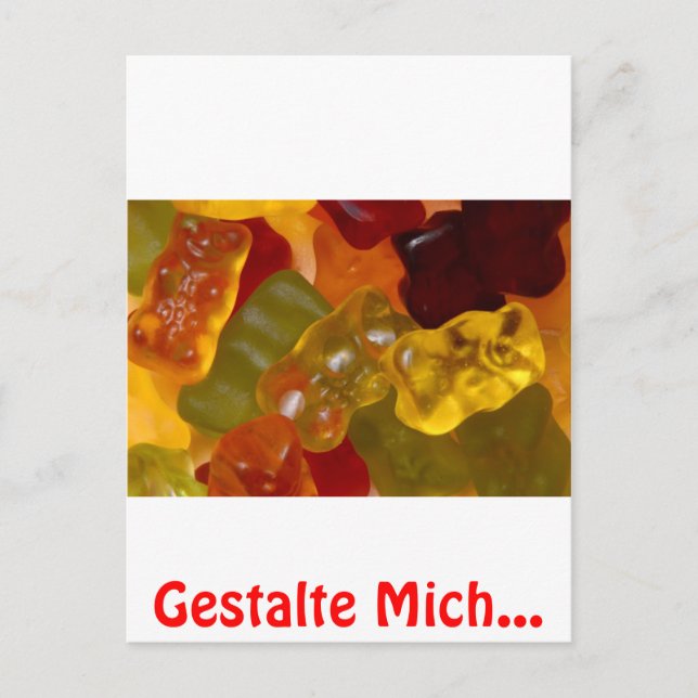 Viele bunte Gummibärchen Postkarte (Vorderseite)