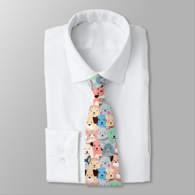 Viele bunte Hunde gestalten Necktie Krawatte (Gebunden)