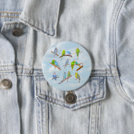 Viele bunte Parakets - niedliche kleine Vögel Button