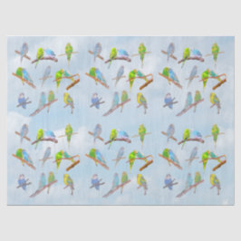 Viele bunte Parakets - niedliche kleine Vögel Seidenpapier
