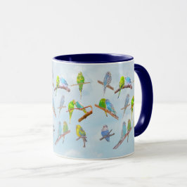 Viele bunte Parakets - niedliche kleine Vögel Tasse