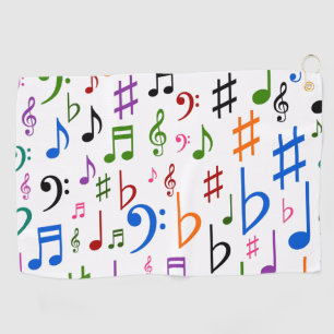 Viele bunten musikalischen Anmerkungen und Symbole Golfhandtuch