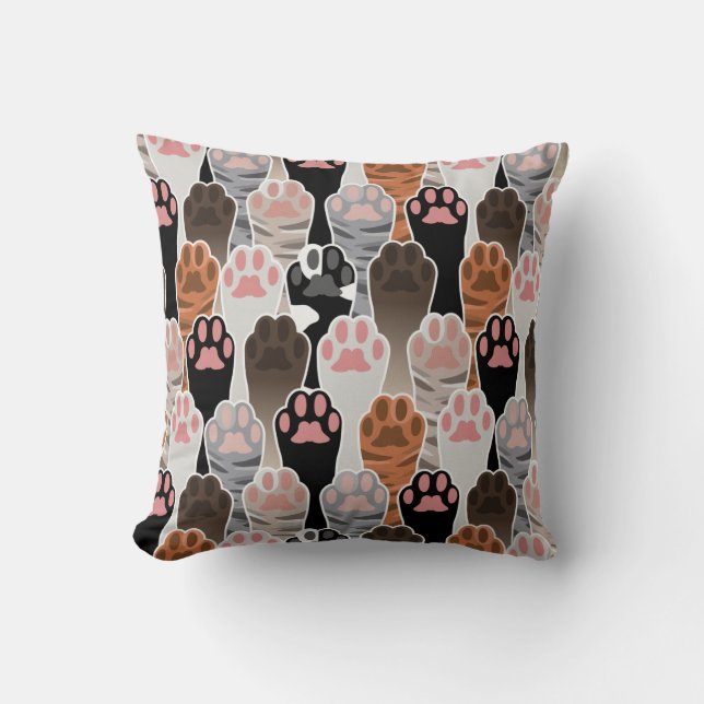 Viele Cat Paws Muster Kissen (Vorderseite)