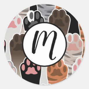 Viele Cat Paws Muster Runder Aufkleber