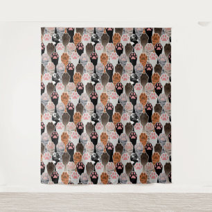 Viele Cat Paws Muster Wandteppich
