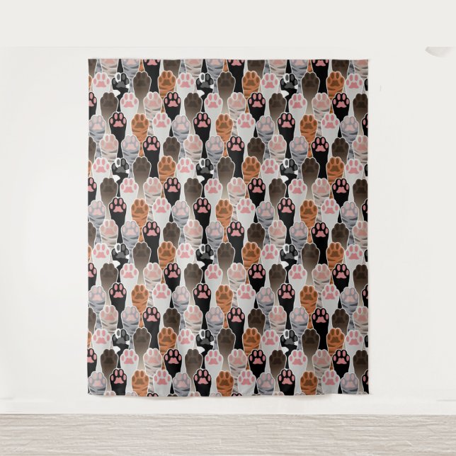 Viele Cat Paws Muster Wandteppich (Vorderseite)