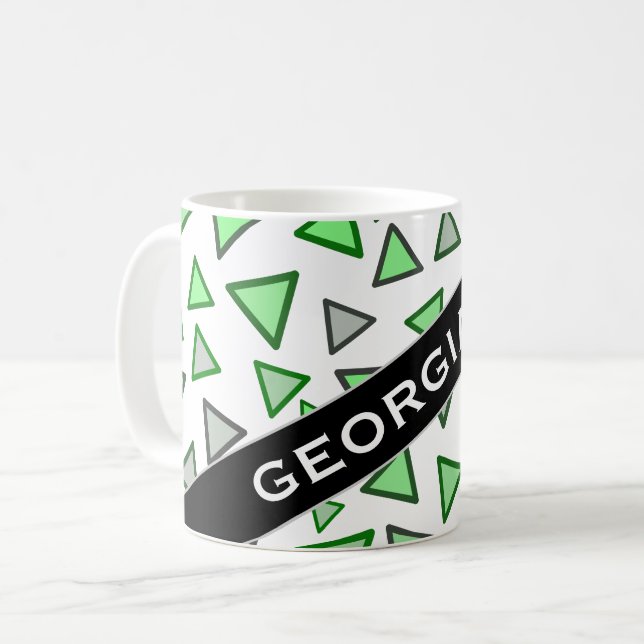 Viele Dreiecke färbten verschiedene Schatten der Kaffeetasse (Vorderseite Links)