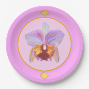 Viele Farben, ein Orchideenpapier-Teller Pappteller