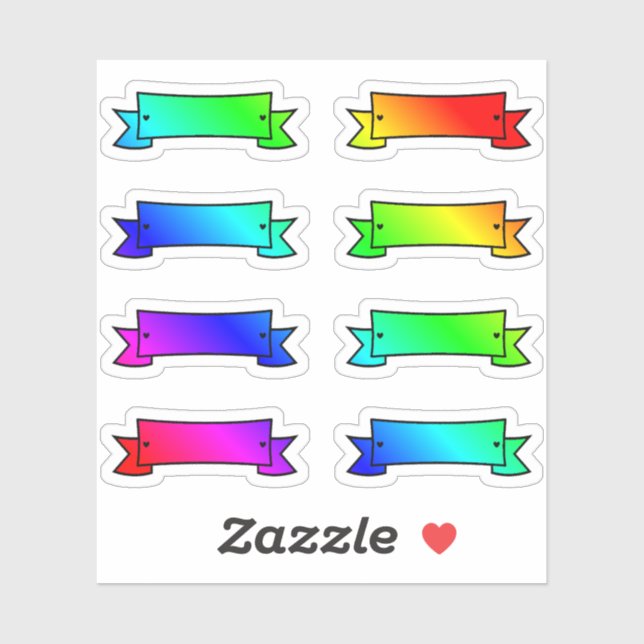 Viele farbenfrohe Banner, winzige Regenbogenbanner Aufkleber (Blatt)