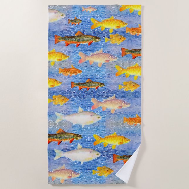 Viele farbenfrohe Fische im Meerstrandtuch Strandtuch (Vorderseite)