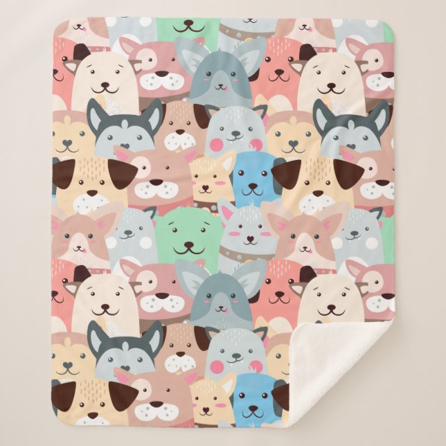Viele farbenfrohe Hunde Design Sherpa Blanket Sherpadecke (Vorderseite)