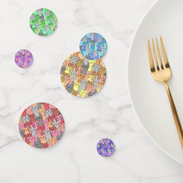 Viele farbenfrohe Katzen Design Tisch Confetti Konfetti (Gruppe)