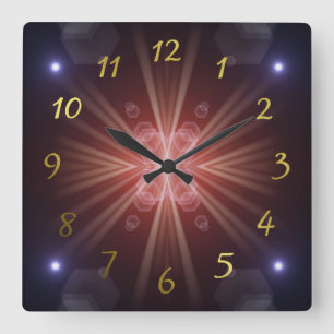 viele farbenfrohe kleine Sonne, Lichter Quadratische Wanduhr
