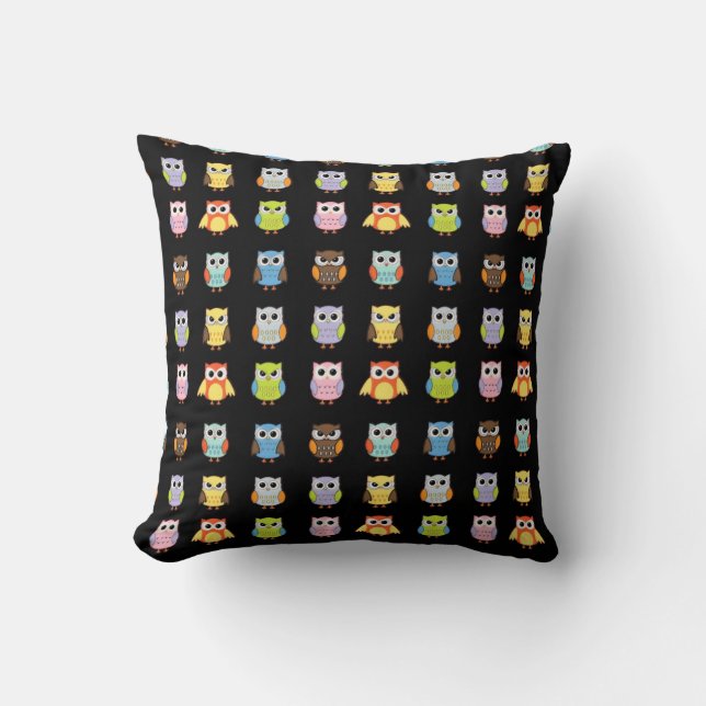 Viele farbenfrohe Niedliche Owls Muster Kissen (Vorderseite)