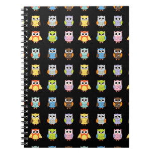 Viele farbenfrohe Niedliche Owls Muster Notizblock
