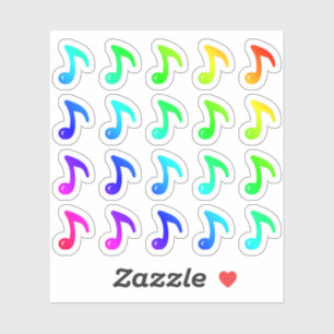 Viele farbenfrohe, winzige Musical-Noten Rainbow M Aufkleber