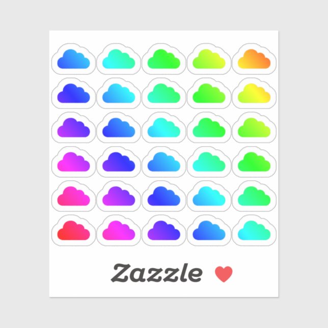 Viele farbenfrohe Wolken winzige Regenbogenwolkenf Aufkleber (Blatt)