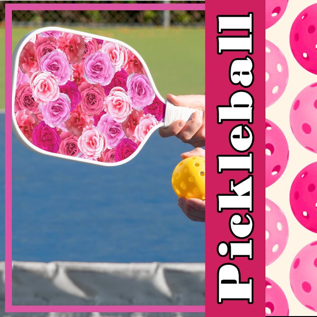 Viele Farbtöne von Blume in Rosa Blumenzange Pickleball Schläger (Von Creator hochgeladen)
