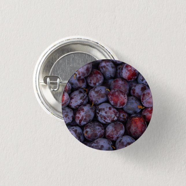 Viele frische Lila Pflaumen Button (Vorne & Hinten)