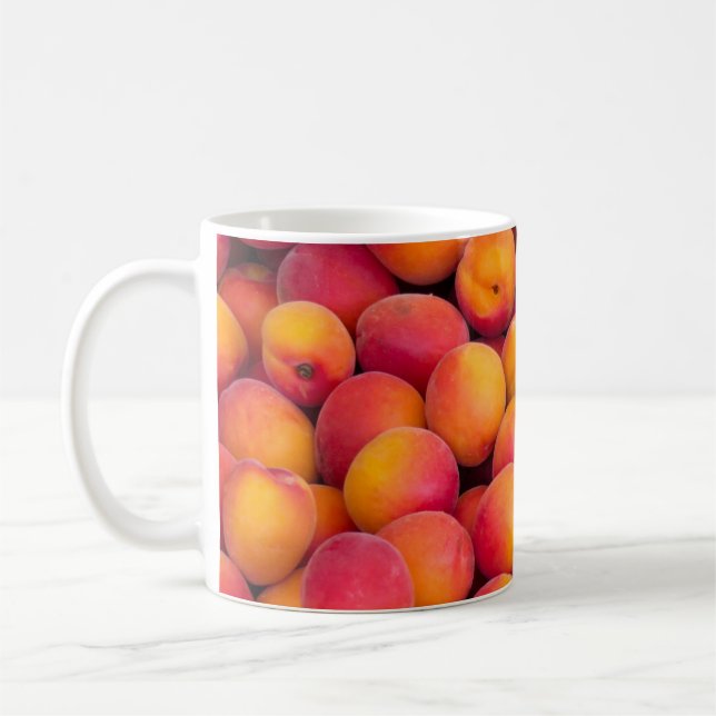 Viele frische Pfirsiche Kaffeetasse (Links)