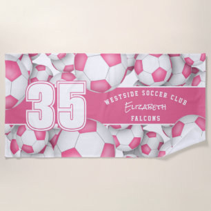 Viele Fußball-Bälle Mädchen rosa Benutzername des  Strandtuch