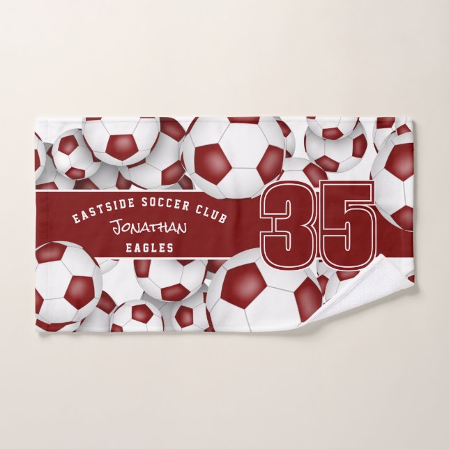 Viele Fußball-Bälle Maroon-Team Sportgeschenk Idee Handtuch (Handtuch)