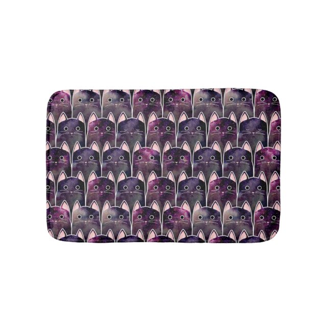 Viele Galaxy Cats Muster Badematte (Vorderseite)