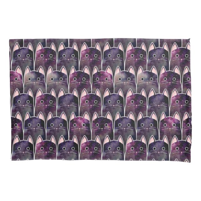 Viele Galaxy Cats Muster Kissenbezug (Vorderseite)