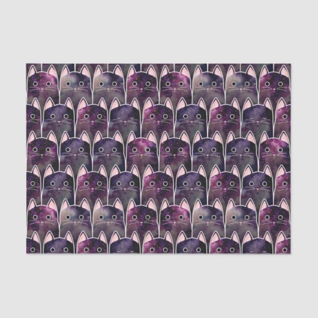 Viele Galaxy Cats Muster Seidenpapier (Vorderseite)