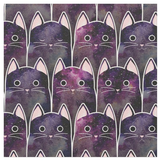 Viele Galaxy Cats Muster Stoff (Nahaufnahme)
