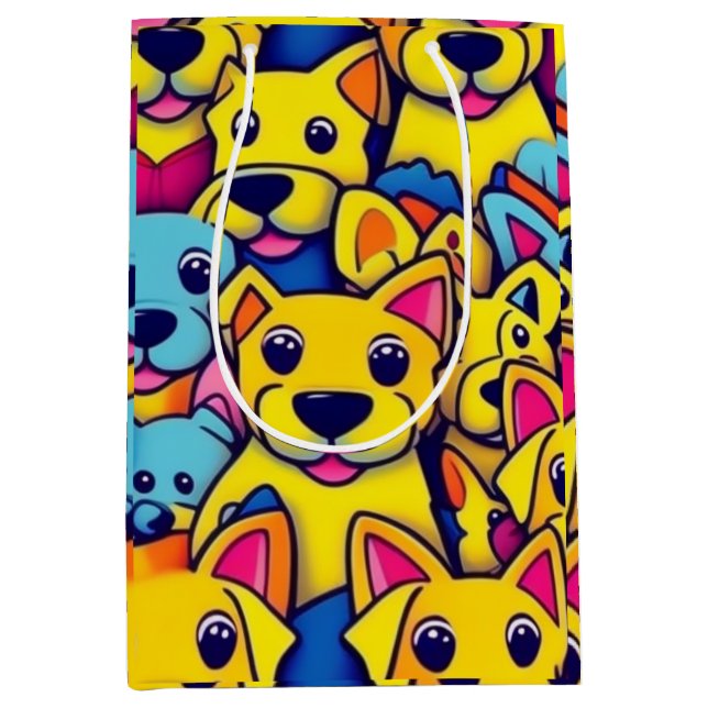 Viele gelbe Hunde Mittlere Geschenktüte (Vorderseite)
