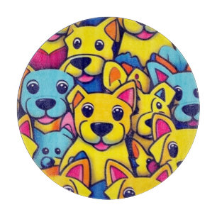 Viele gelbe Hunde Schneidebrett